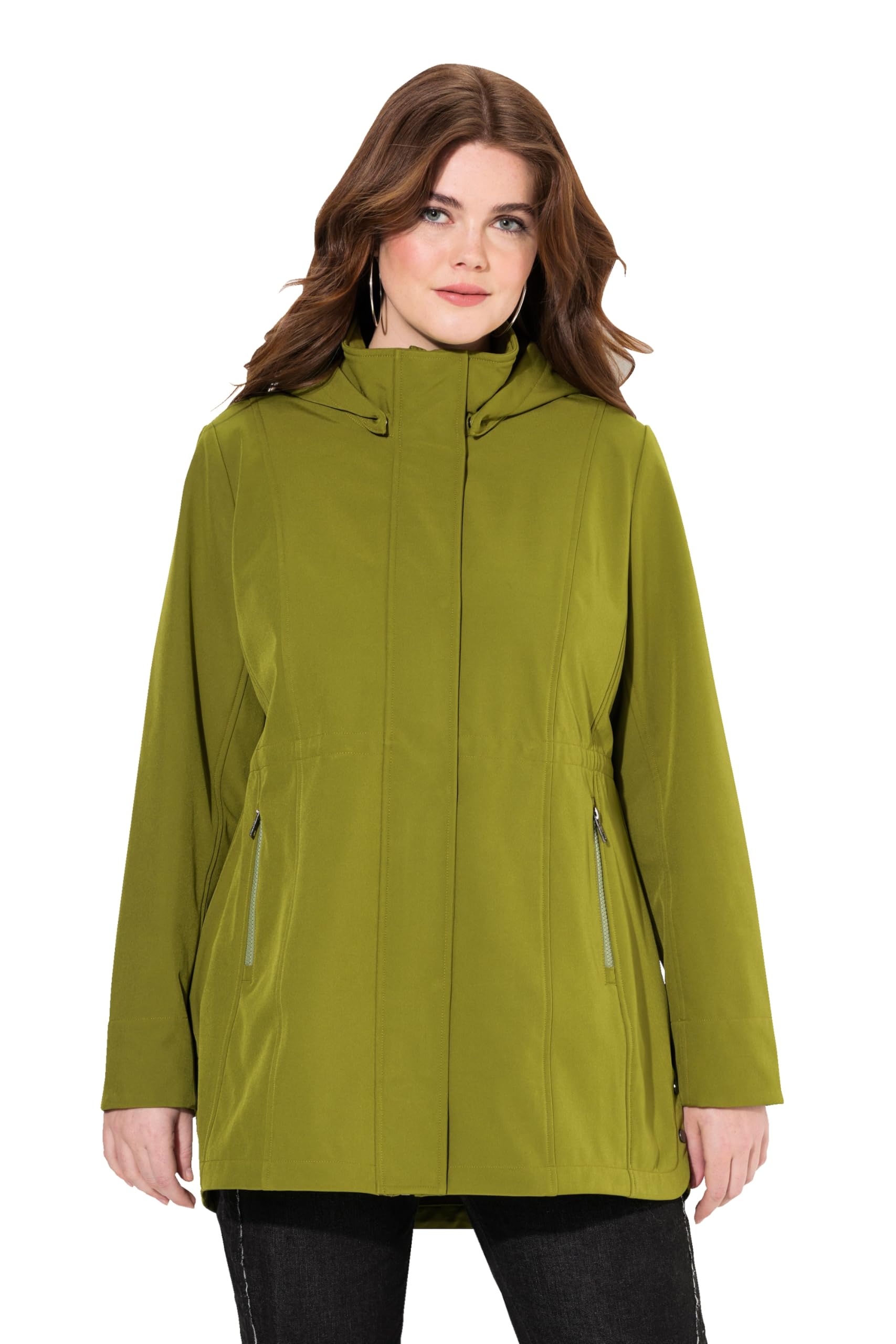 Ulla Popken Damen Hyprar Softshelljacke, Kapuze Abnehmbar Jacke