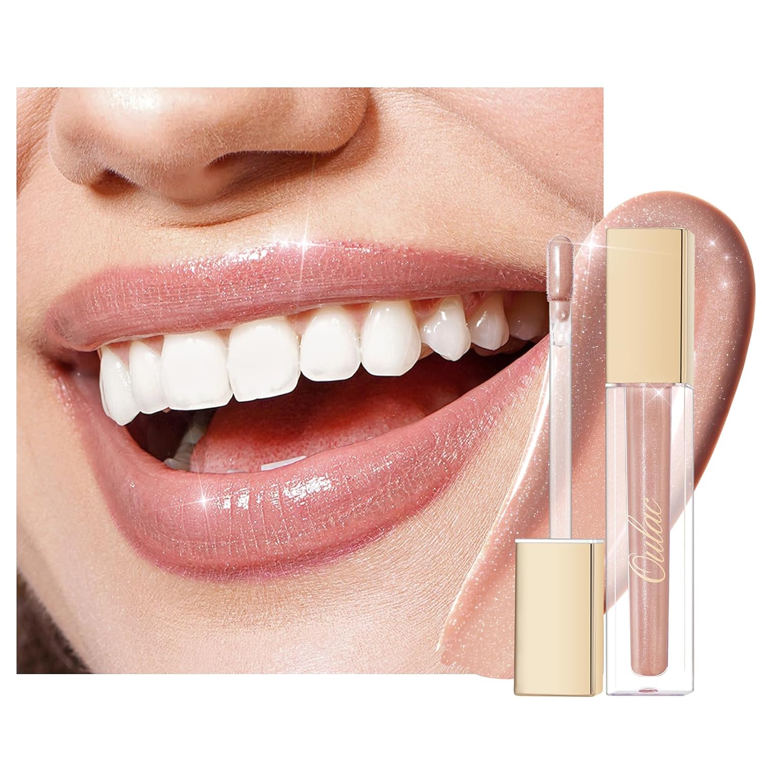 Oulac Nude Shimmer Liquid Lipstick High-Shine Glitter Lip Gloss for Women Shimmer Non-Sticky Glossy Finish Liquid Lipstick Hydrating Lip Gloss Fuller-looking Lip Makeup Vegan & Cruelty-Free 09