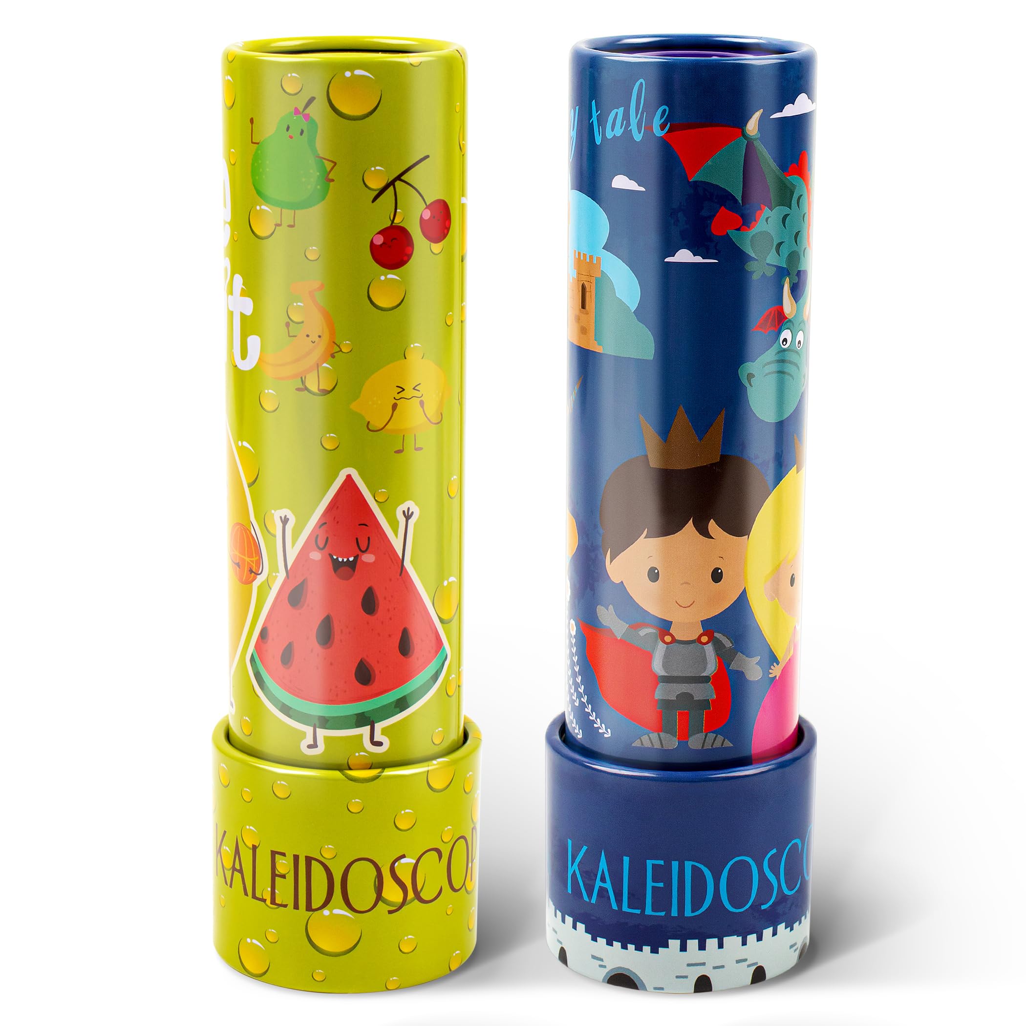 D-FantiX Classic Tin Kaleidoscopes for Kids, 2 Pack Retro Toys - Educational Toys with Metal Body, Boy Girl Birthday Party Favors Decorations, Christmas Stocking Stuffer Gift