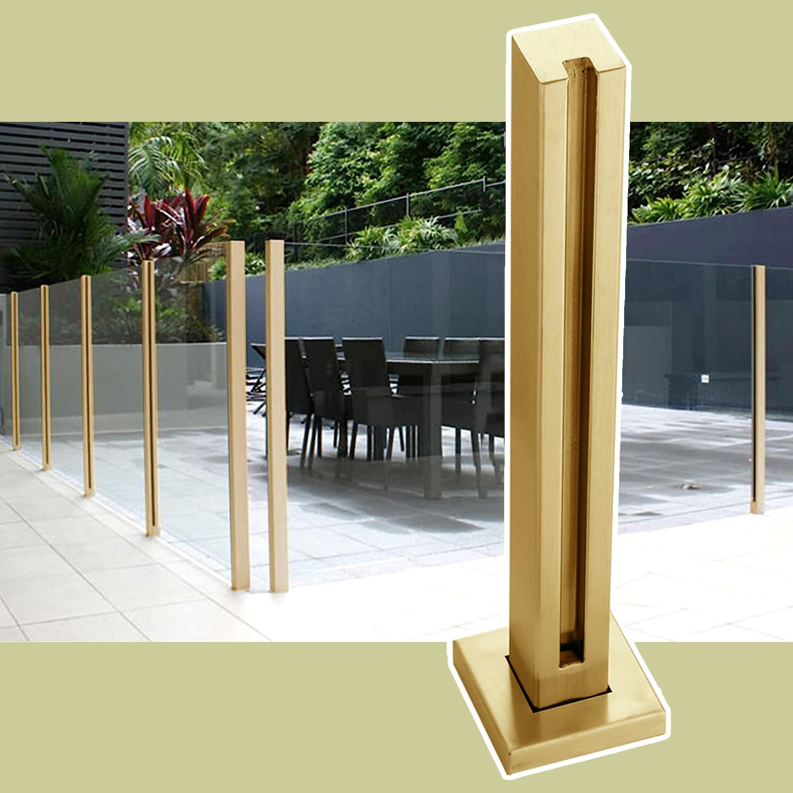 Poteau de garde-corps pour panneaux acryliques sur balcon et terrasse