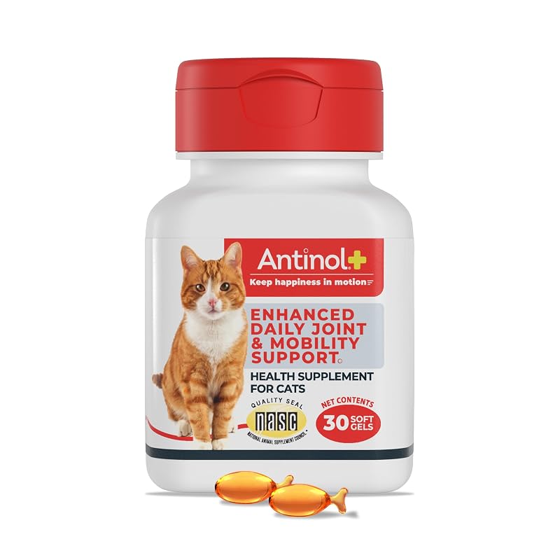 Suplemento para gatos Antinol Plus com óleo de mexilhão verde e krill, 30 cápsulas gelatinosas