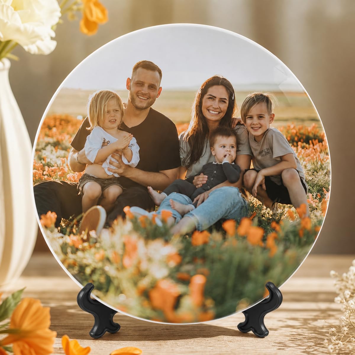 Smile lab Personalisiert Foto Pastateller Keramik, Speiseteller oder Frühstücksteller runder Essteller aus hochwertigem Porzellan 20.6cm, Geschenke für Mama, Oma, Ideal als Weihnachtsteller Küche, Haushalt & Wohnen