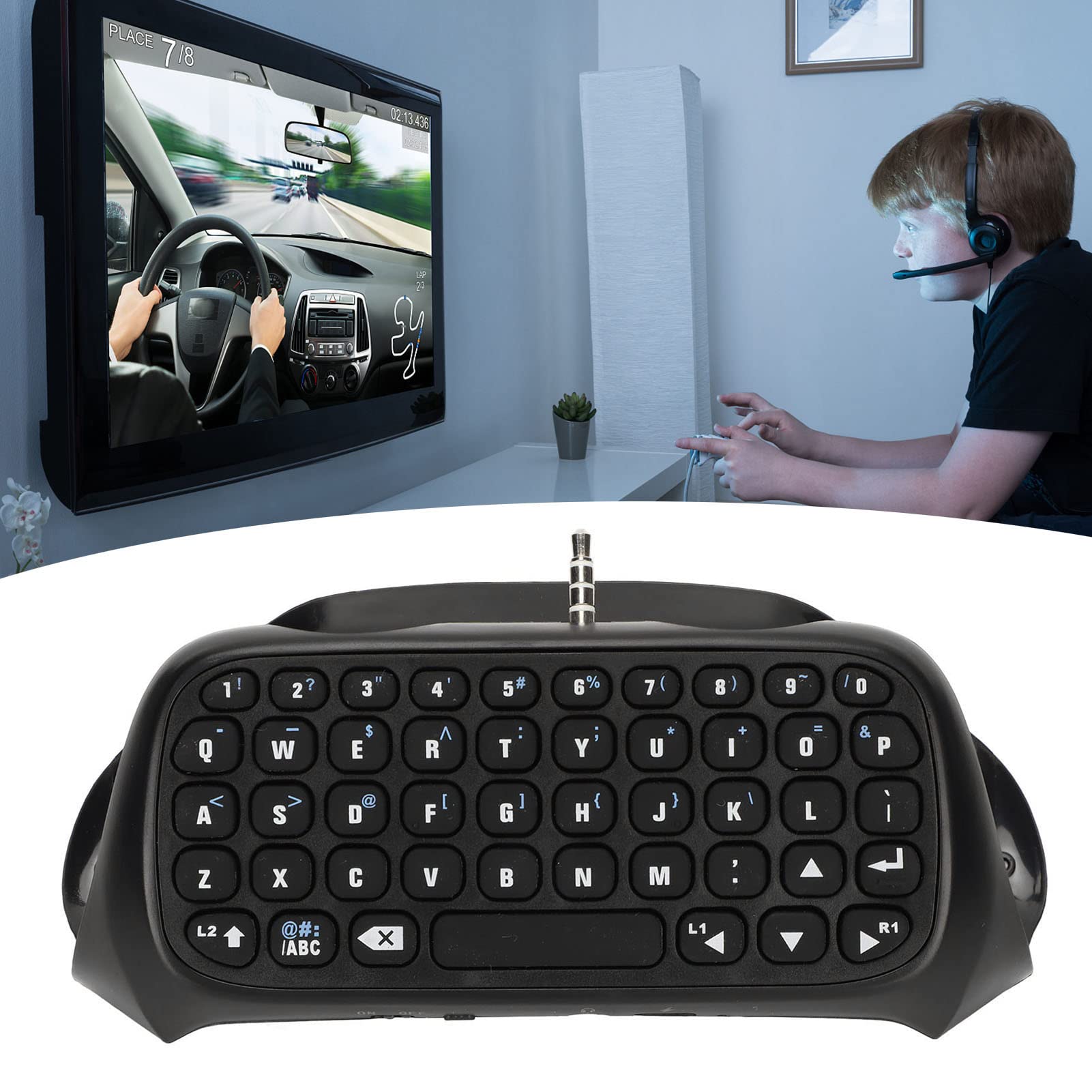 Teclado Controlador para Empuñaduras de Controlador PS4, Diseño Integrado, Mantiene El Estilo Original, Teclado Controlador Bluetooth Inalámbrico Multifunción para Chat de Texto PS4, Internet