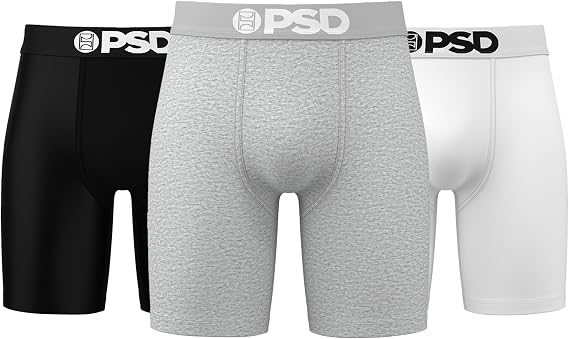PSD Underwear Mens Boxer Briefs - 3 Pack Cotton Boxer Briefs, Standard Length, Soft & Breathable Boxer Briefs for Men