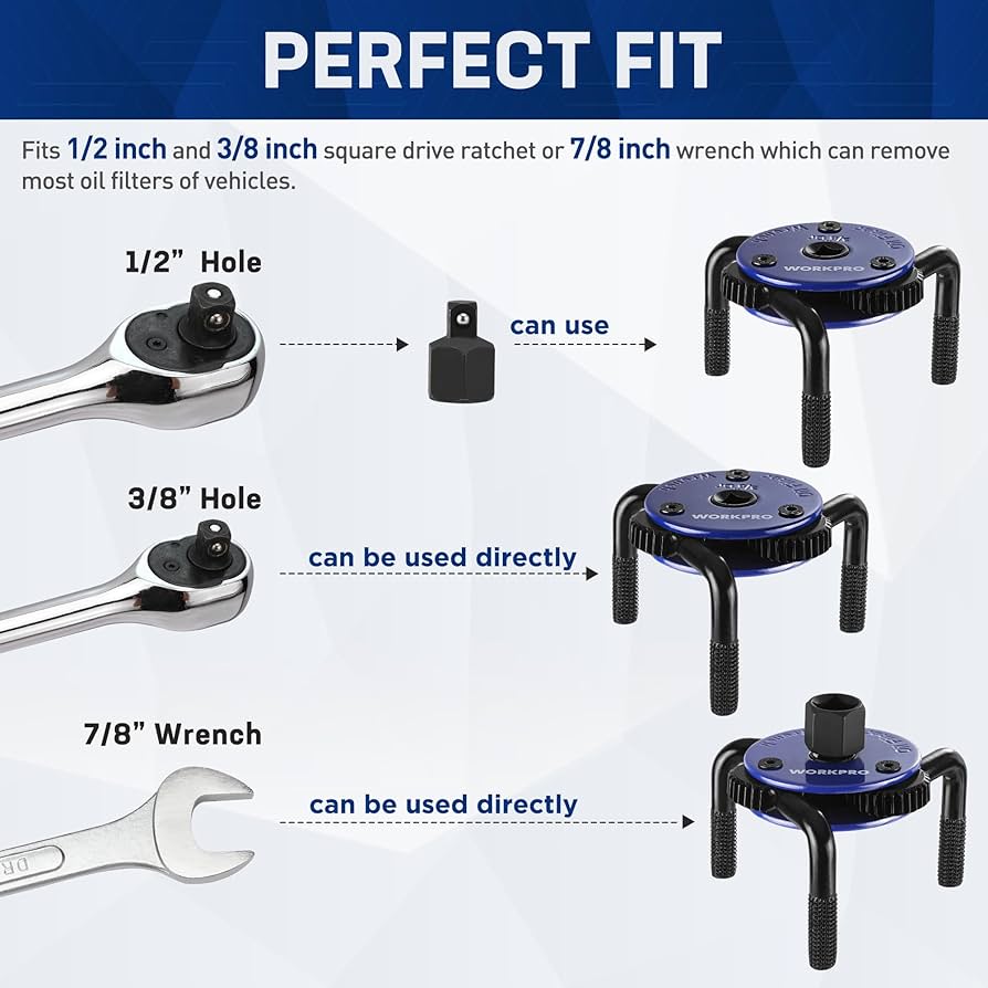 Oil Filter Wrench - Adjustable 3 Jaw Oil Filter Remover Tool For 2