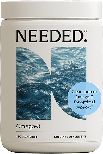 Needed. Omega-3 prenatal dosis de alta potencia de aceite de pescado de origen sostenible, 1000 mg de DHA, 1000 mg de EPA, envuelto en una cáscara