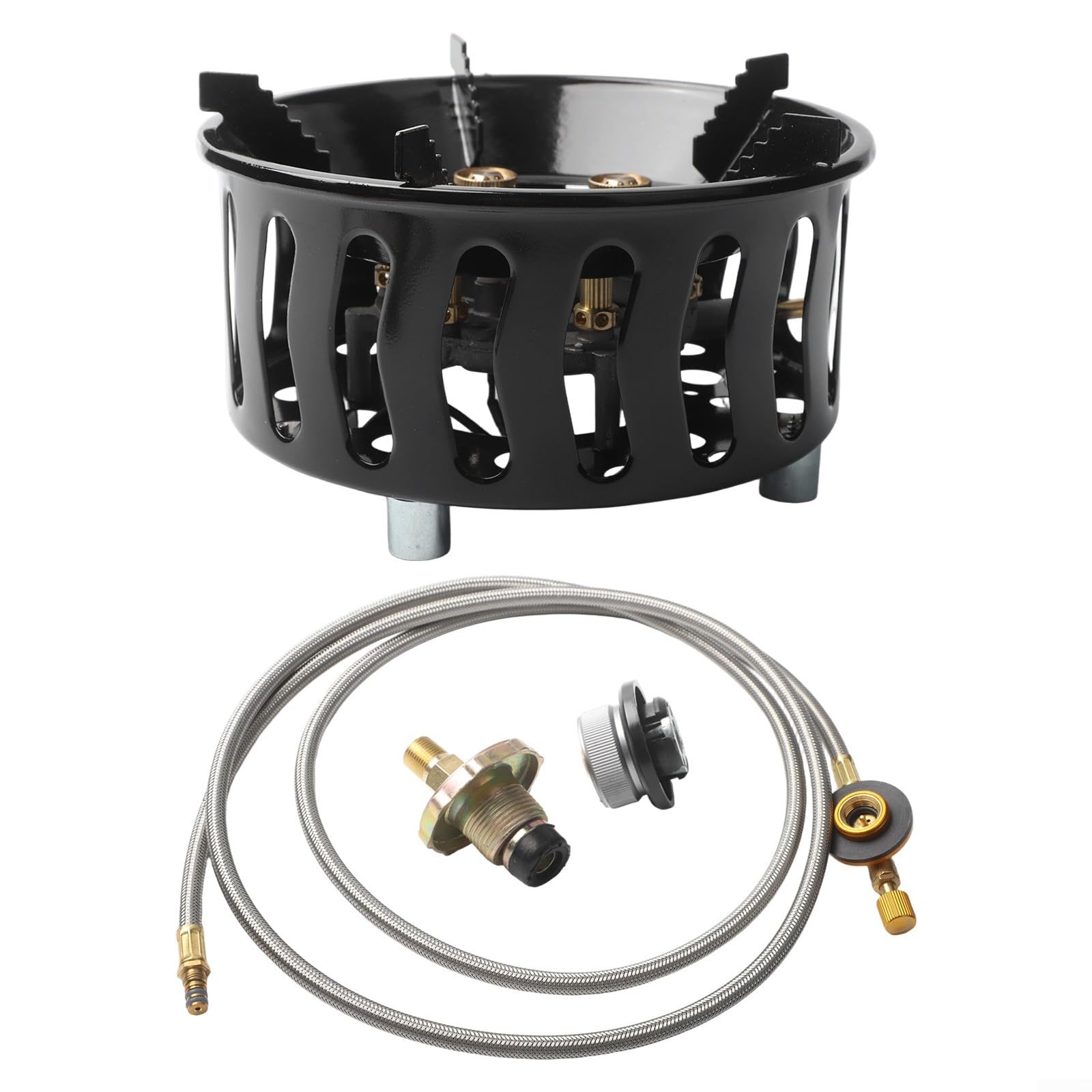 Réchaud de camping portable 19800 W 7 cœurs brûleur à gaz coupe-vent avec allumage piézoélectrique en acier inoxydable pliable pour la cuisine en plein air randonnée