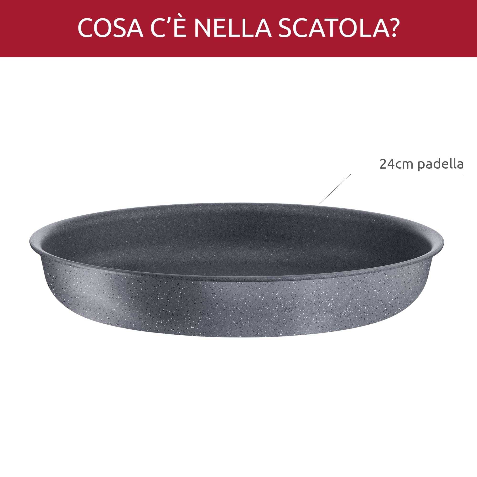 Lagostina Ingenio Mineralis Green Padella Ø 24 cm, Padella in Alluminio 100% Riciclato, per Gas, Forno e Induzione, con Indicatore di Cottura, Utilizzabile con Manico Removibile