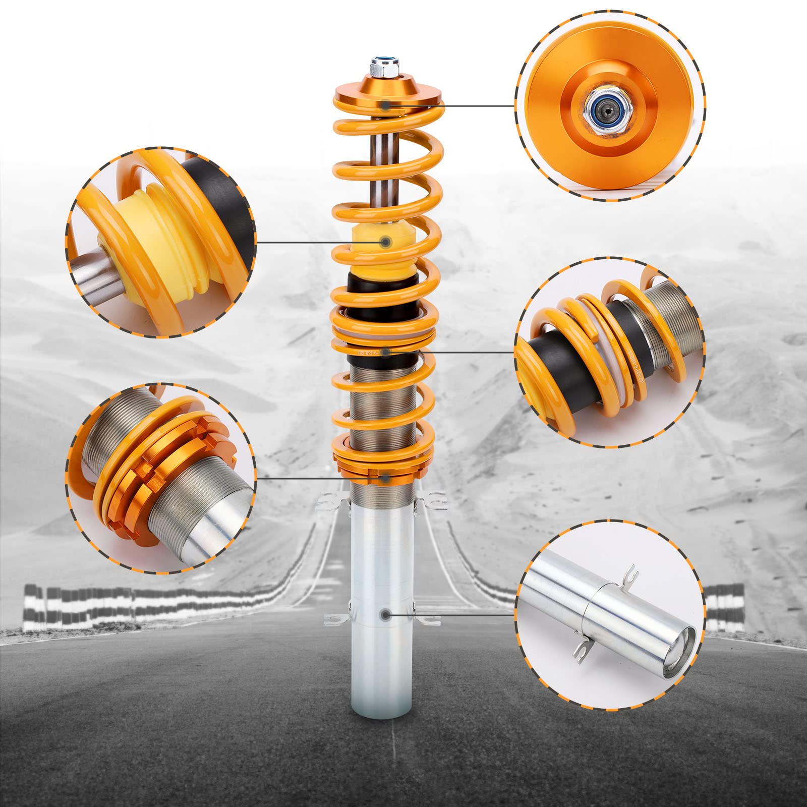 maXpeedingrods 4X Kit Coilovers Assettata Ammortizzatori Coilover Sospensioni Altezza Regolabile per Volkswagen Golf 4 per Seat Leon per New Beetle