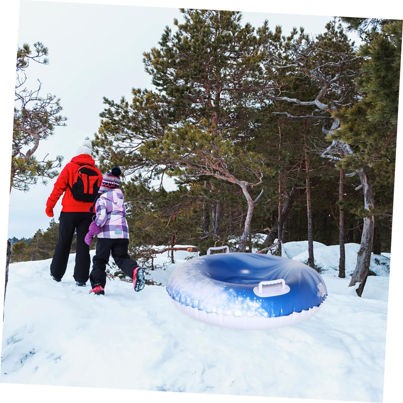 Cabilock Inflatable Heavy Duty PVC Snow Tube for Winter Sledding Thickened Bottom Snow Sled with Handles Outdoor