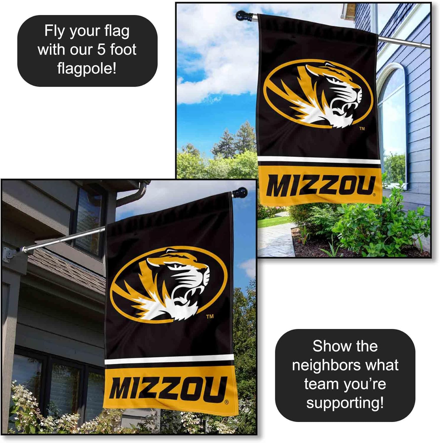 Missouri Tigers Wordmark Logo House Flag Banner - Image 3