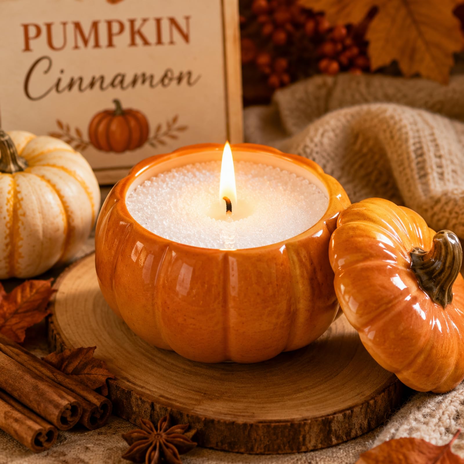 MTLEE Candela perlata 2 kg zucca cannella candela profumata sabbia kit regalo di San Valentino per donne amanti con scatola avvolgente, 100 stoppini bianco perline cera set regalo per moglie, coppie
