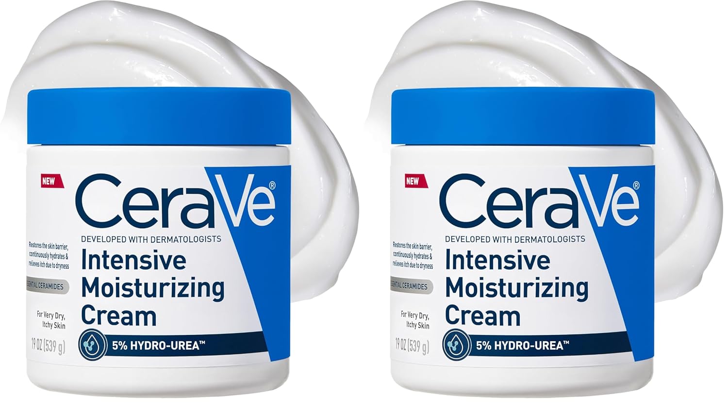 CeraVe Intensive Moisturizing Cream,Body Moisturizer With Shea Butter,72H Hydration + Skin Barrier Repair,Fragrance-Free Body Lotion For Extremely Dry Skin,19oz,(Pack of 2)