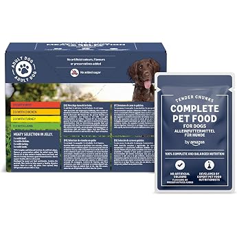 by Amazon Complete Food for Adult Dogs Meat Selection in Jelly 1.2 kg 12 Packs of 100g
