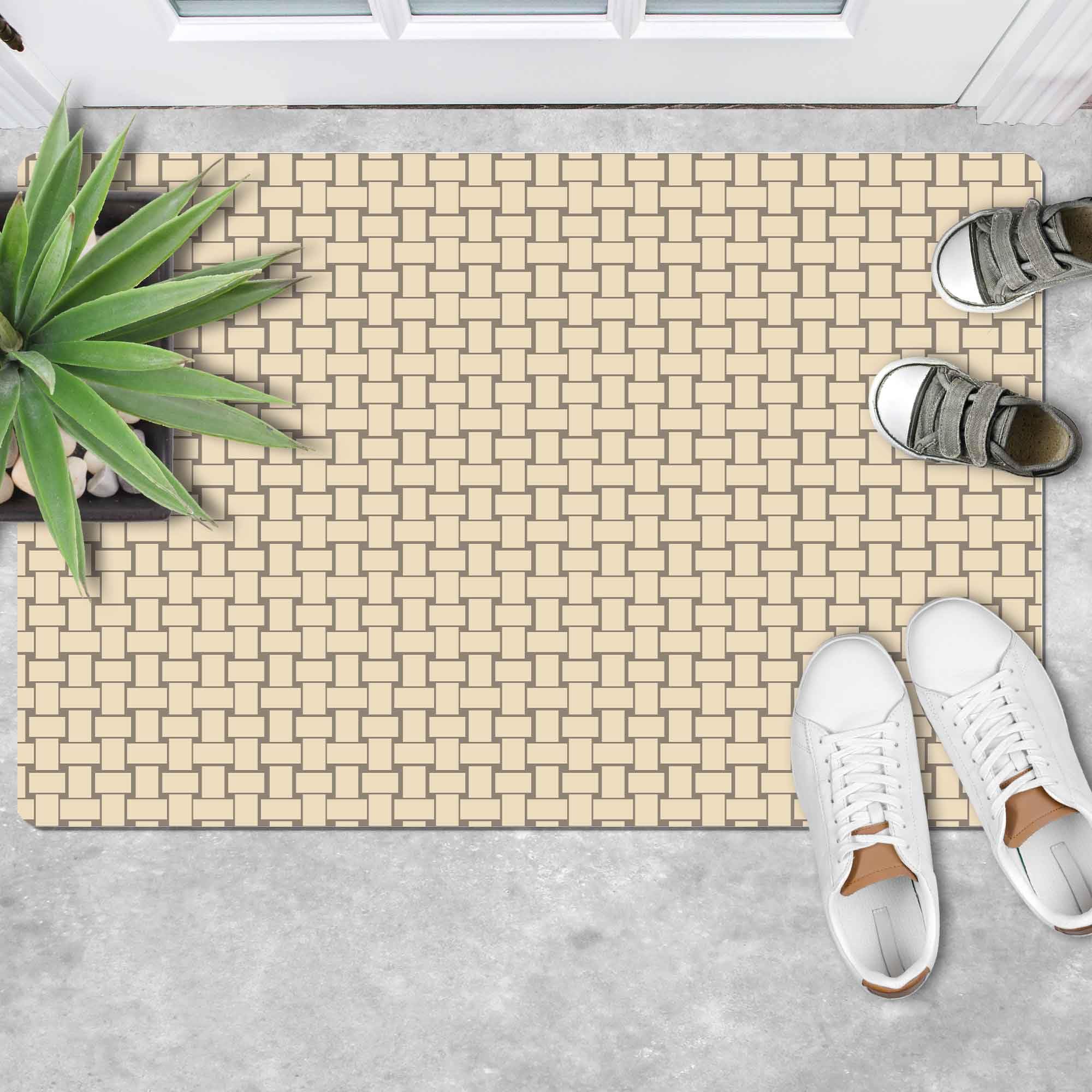 Shape28 Small Area Mat Ultra-Thin Kitchen Rug Entrance Mat with Non Slip Rubber Backing Size 24 inches x 18 inches Color Latte Design 5C