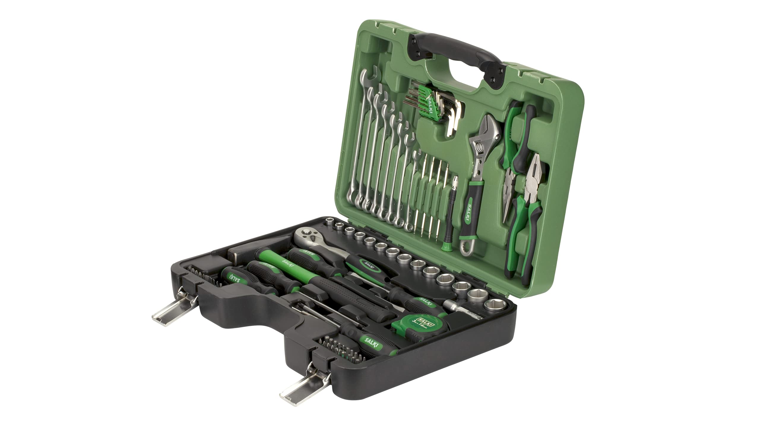 SALKI Maleta de Herramientas - Set de 78 Piezas Multiusos, Incluye Carraca Profesional, para Reparaciones e Instalaciones Domésticas, Uso Intermedio entre Profesional y Especialista.
