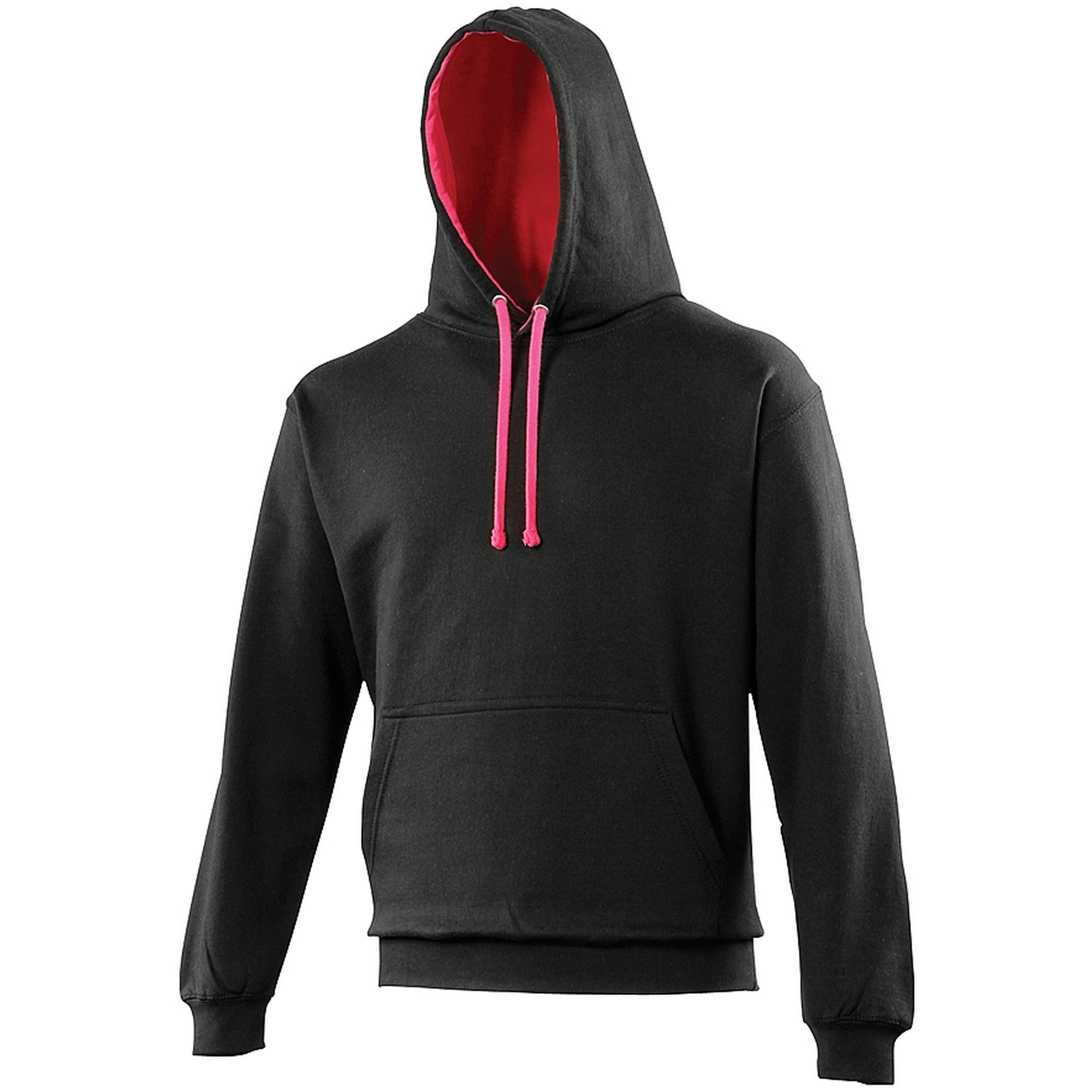 AWDis Men's Varsity Hoodie, Multicoloured (Jet Black/Hot Pink), Medium