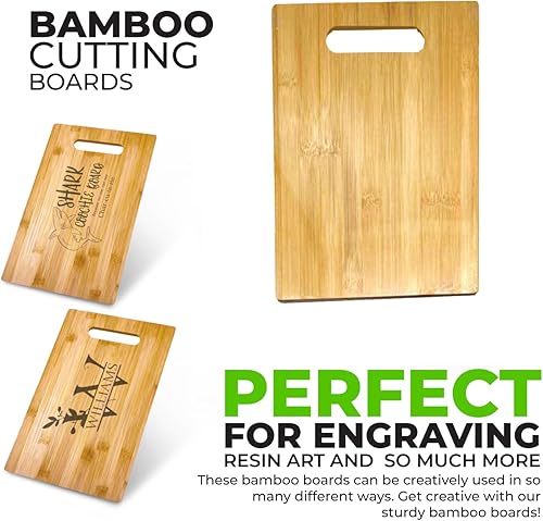 Miniatura 4 de Tabla de cortar de bambú  Para fines de grabado personalizado  Tablero de bambú en blanco de primera calidad (rectangular 12 x 9 pulgadas)