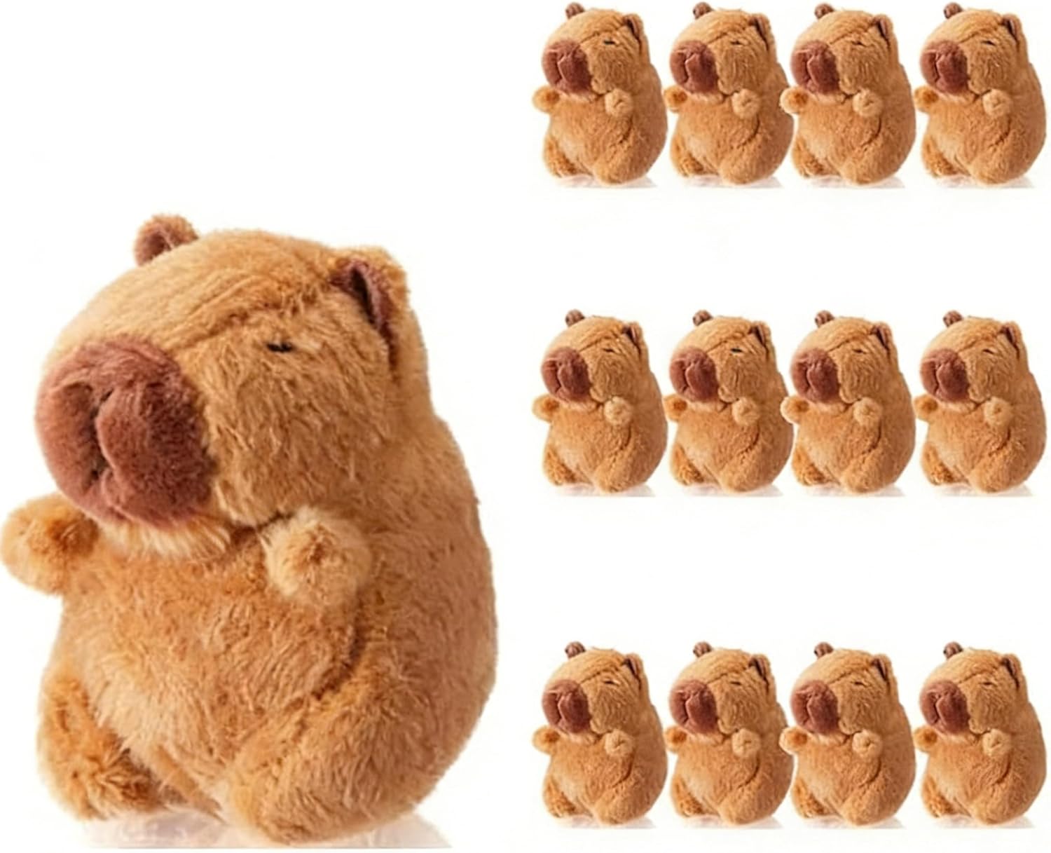 12Pcs Capybara Plush Keychain Capybara Stuffed Animals Toy Capibara Cute Keychain Pendant for Party Favor Decor (12, Classic Style)