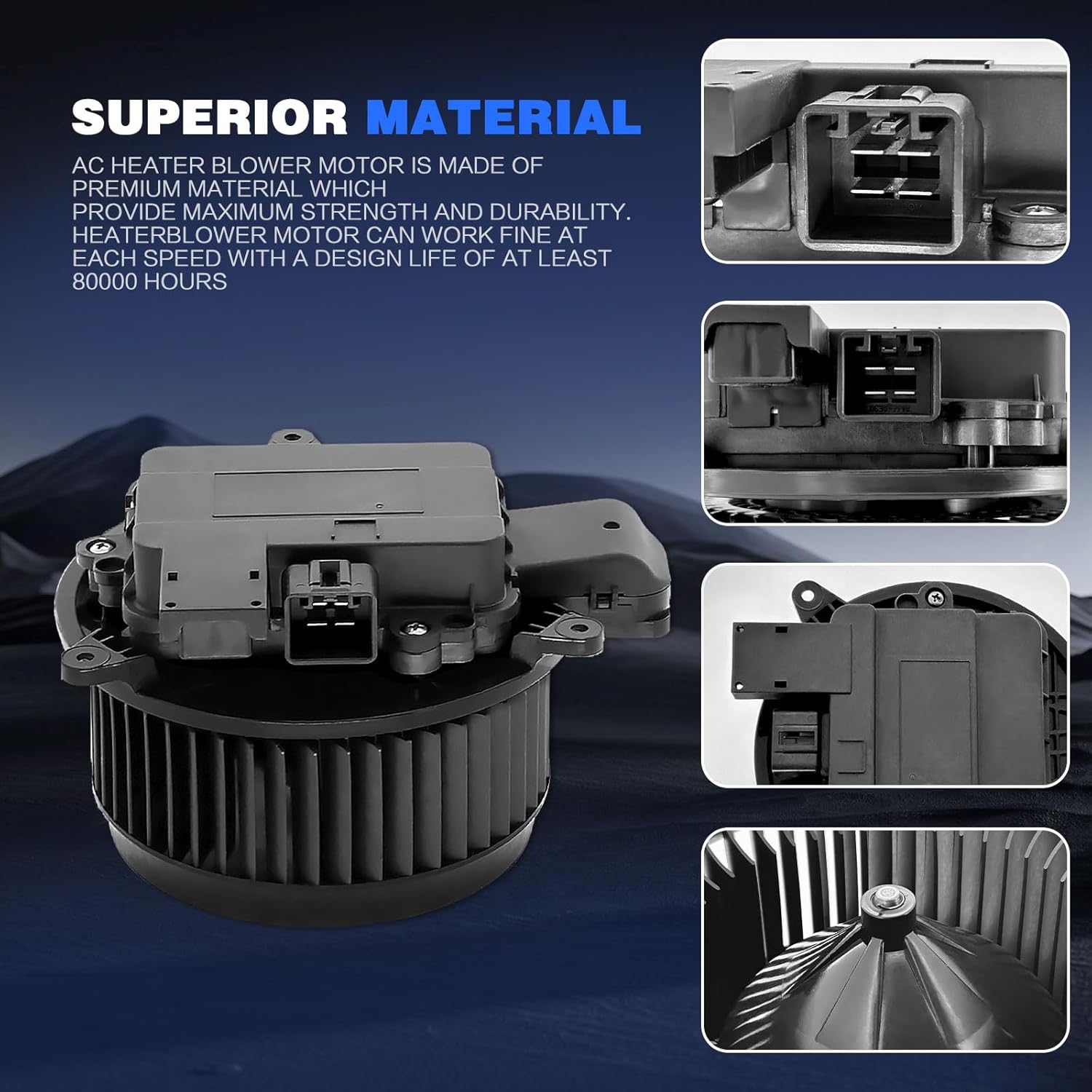 Front HVAC Heater Blower Motor with Brushless Motor Replacement for Ford & Lincoln Vehicles - for F-150 2015-2023, F-250/350/450/550 Super Duty, F-600 Super Duty, Navigator, Expedition