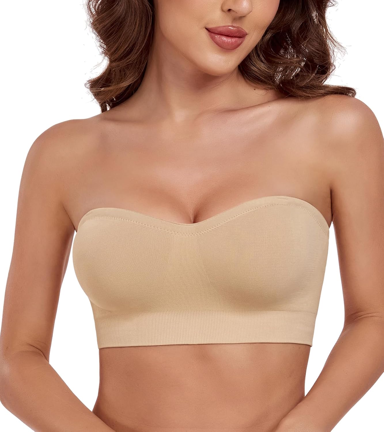 Lemorosy Women's Wireless Bandeau Bra Multiway Convertible Bralette Seamless Non-Slip Comfortable Strapless Tube Top Bra - Image 4