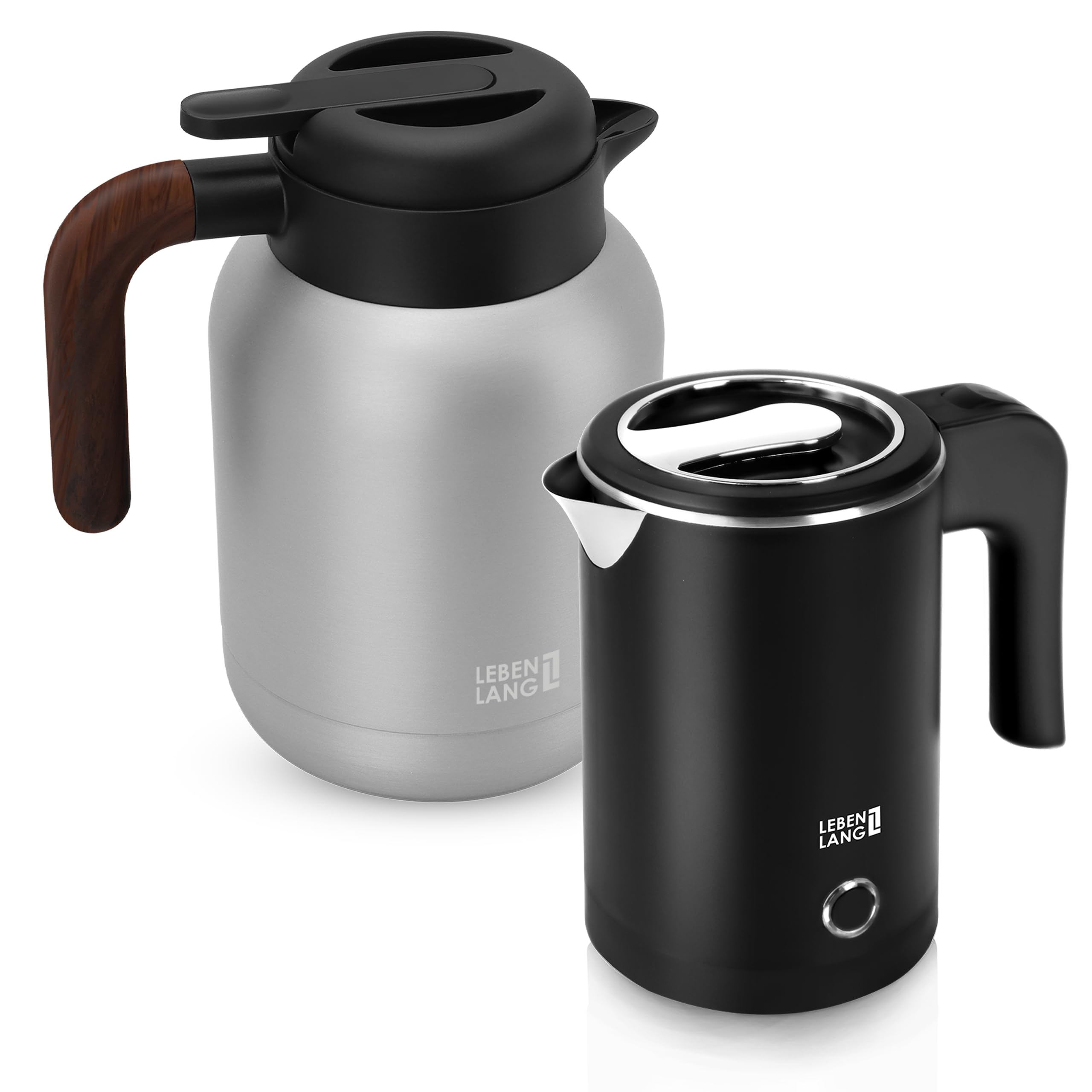 LEBENLANG BUNDLE 1,5L Thermoskanne Keramikbeschichtung + 0.5 L Wasserkocher