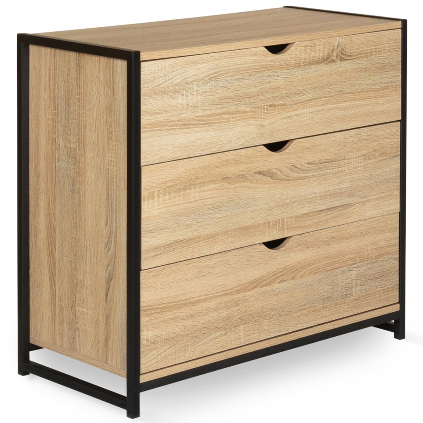 IDMarket - Commode 3 tiroirs Detroit 80 cm Design Industriel