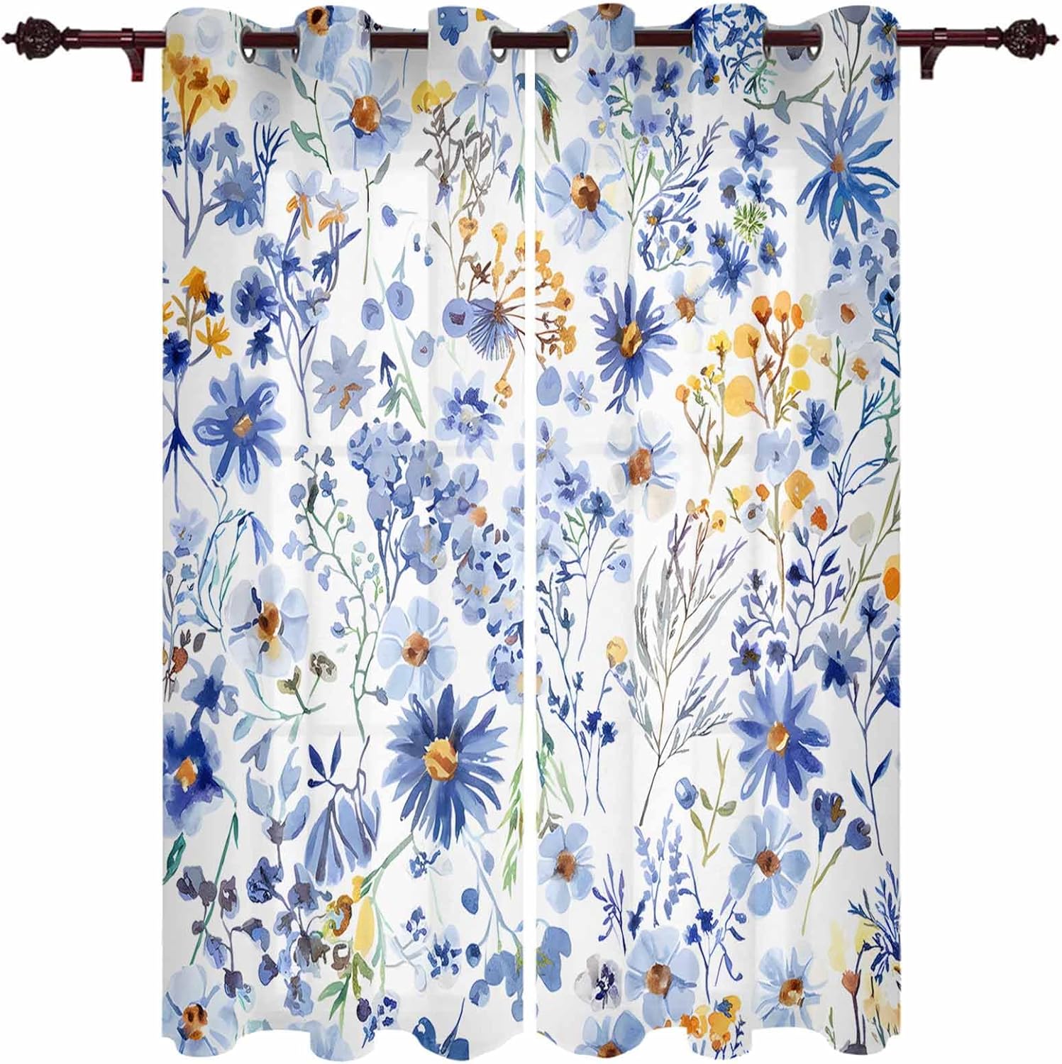 Ocean Curtains for Living Room 63 Inch Length Drapes, Retro Coral Shell Starfish Window Treatments Curtain Panels, Grommet Top, 2 Pack