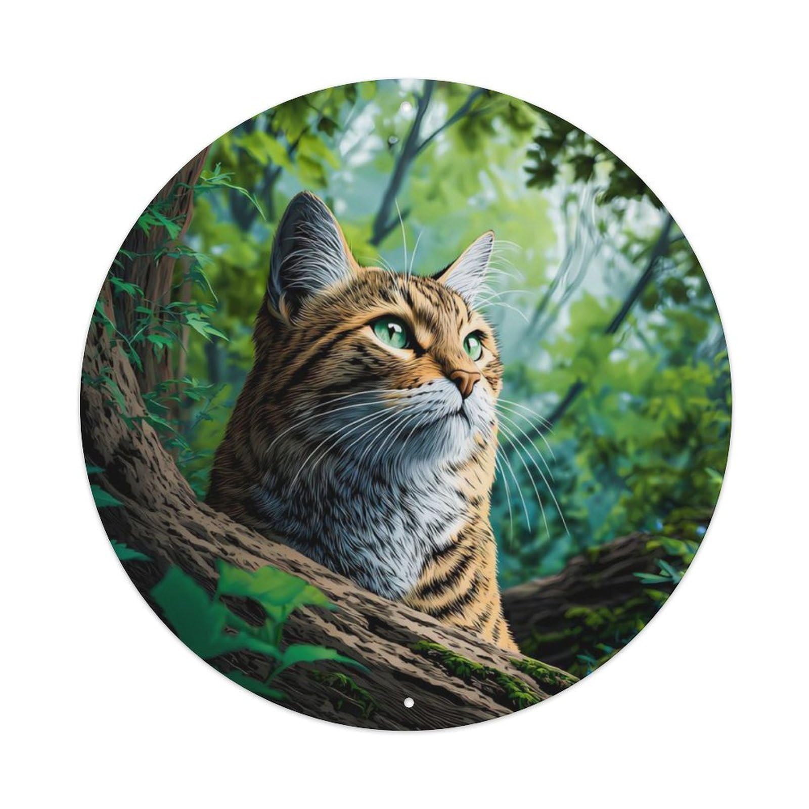Animal European Wildcat Forest Vintage Metal Tin Sign Plaque Wall Decor for Cafe, Club Bar, Office, Garden Metal Poster 8x8Inch