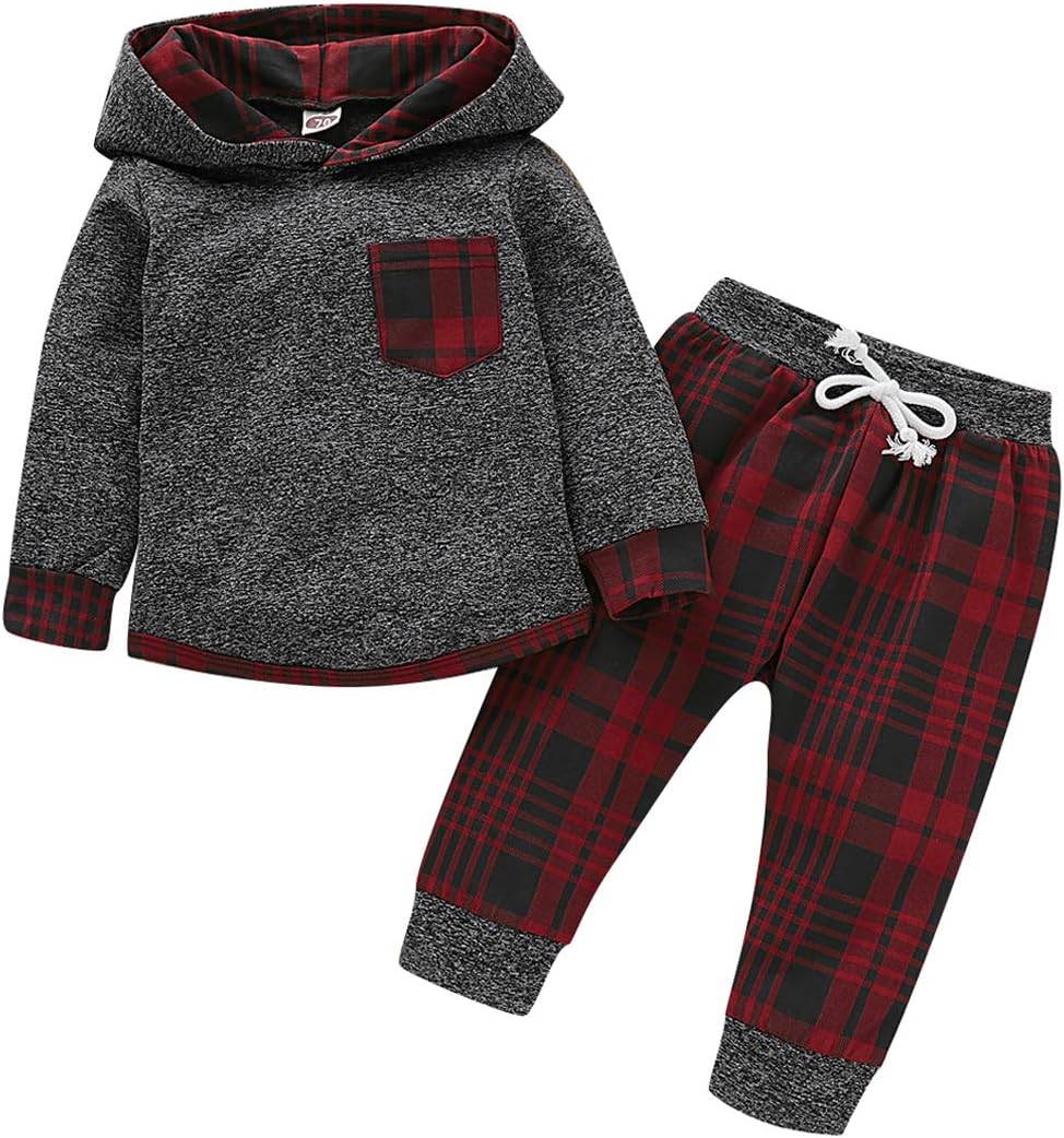 SANMIO Infant Toddler Baby Boys Girls Clothes Hoodie Outfit Classic Plaid Sweatshirt +Pants Clothes Set Kids SANMIO Infant Toddler Baby Boys Girls Clothes Hoodie Outfit Classic Plaid Sweatshirt +Pants Clothes Set Kids