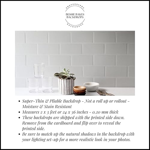 Miniatura 3 de Bessie Bakes Telón de fondo de fotografía replicado de madera blanca y arena superfino, 2 pies de ancho x 3 pies de largo