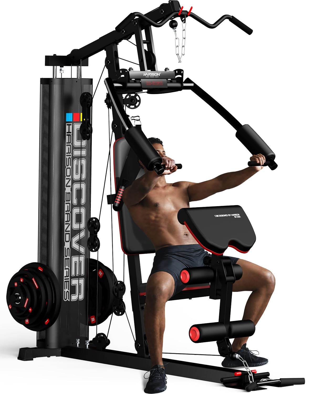 HARISON Home Gym - Full Body Workout Equipment, Exercise Equipment, Fitness Equipment, Multifunctional Home Gym Equipment for Home with Pulley System, Weight Bench, Leg Extension, Rowing Machine
