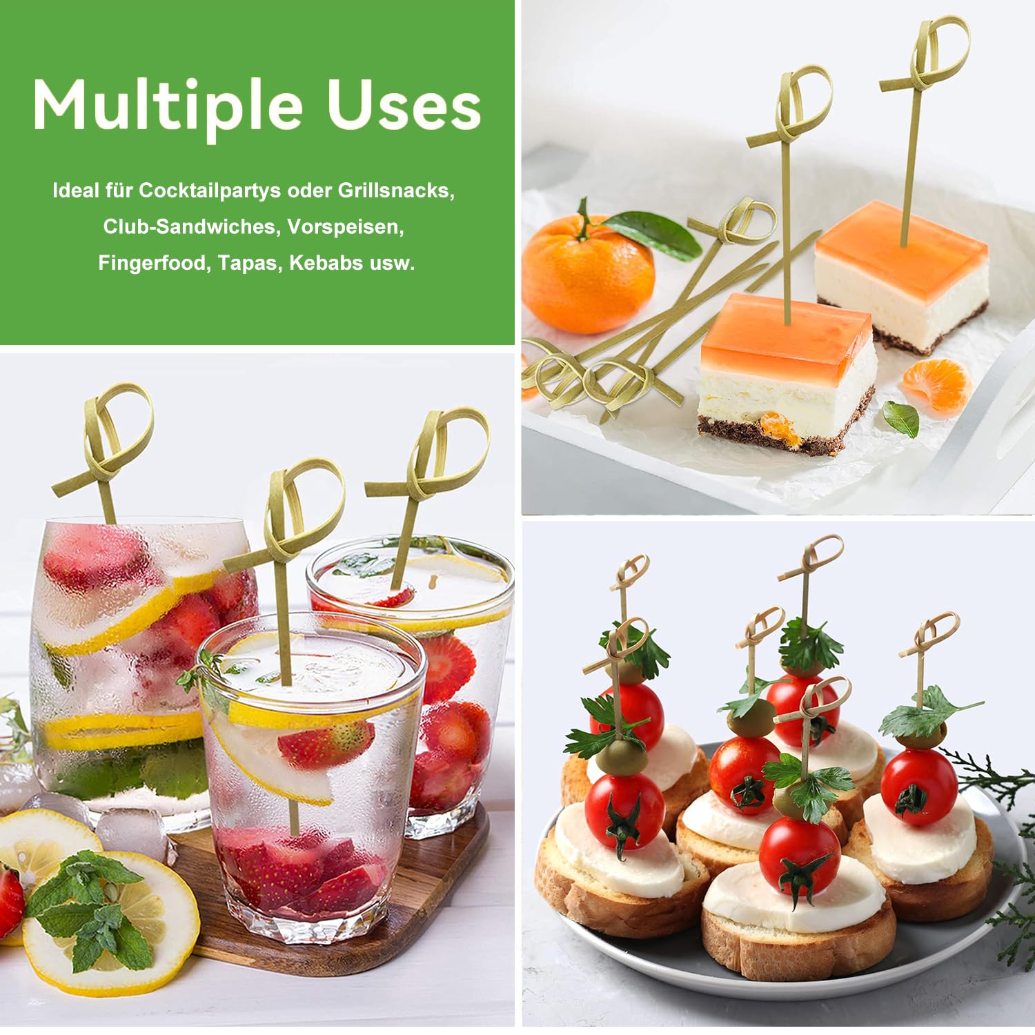 Papstar fingerfood-spiesen/houten spiesjes Pure (500 stuks) 15 cm, spiesjes van natuurlijk bamboe met gedraaide uiteinde, voor fingerfood, kleine snacks, antipasti en cocktails, stijlvol design #81097