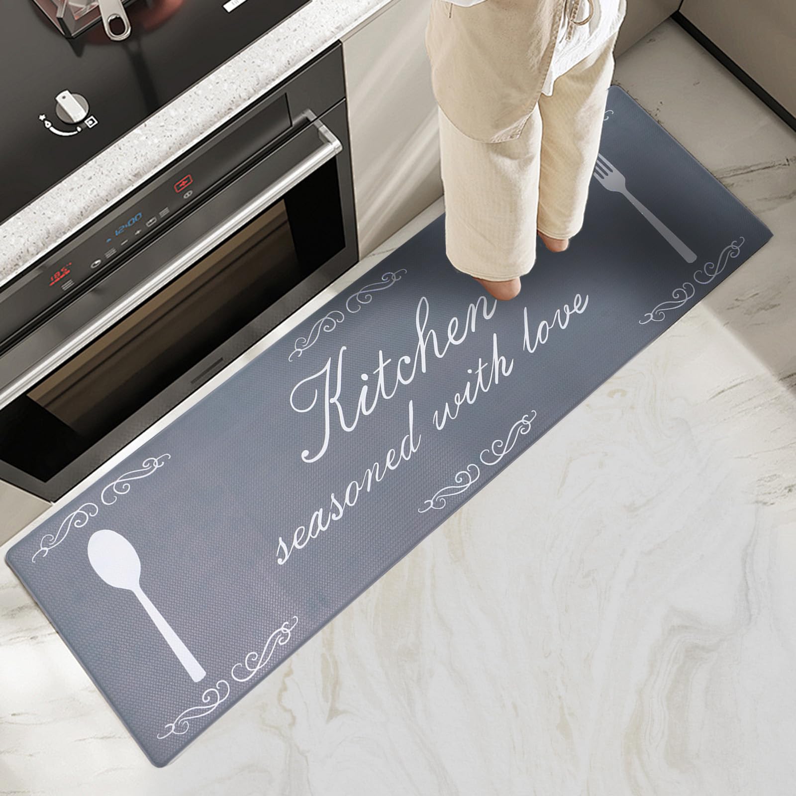 7VSTOHS Alfombra de Cocina, Resistente Anti Fatiga de PVC Alfombras de Cocina, Impermeable, Antideslizante, Lavable Resistente Aceite de Cuero Alfombra de Cocina para la Cocina, Comedor, Sala de Estar