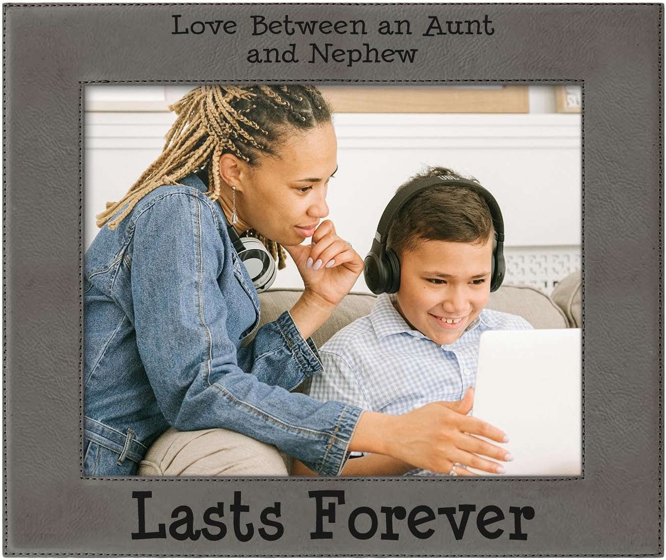 ThisWear Aunt Nephew Frame Love Between An Aunt And Nephew Lasts Forever 4x6 Leatherette Photo Frame Grey