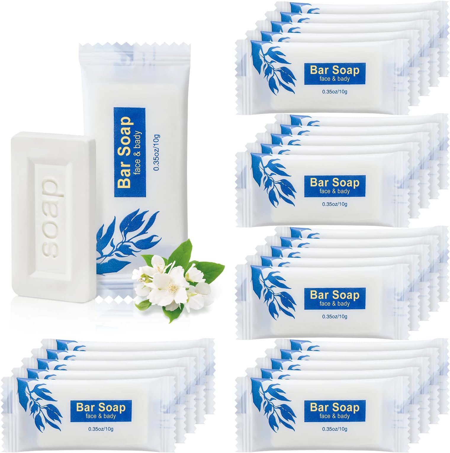 Mini Soap Bars Bulk Individually Wrapped Bulk Bar Soap 0.35 oz Travel Soap Small Hotel Soaps Toiletries for Hotel Bathroom Camp RV (100)