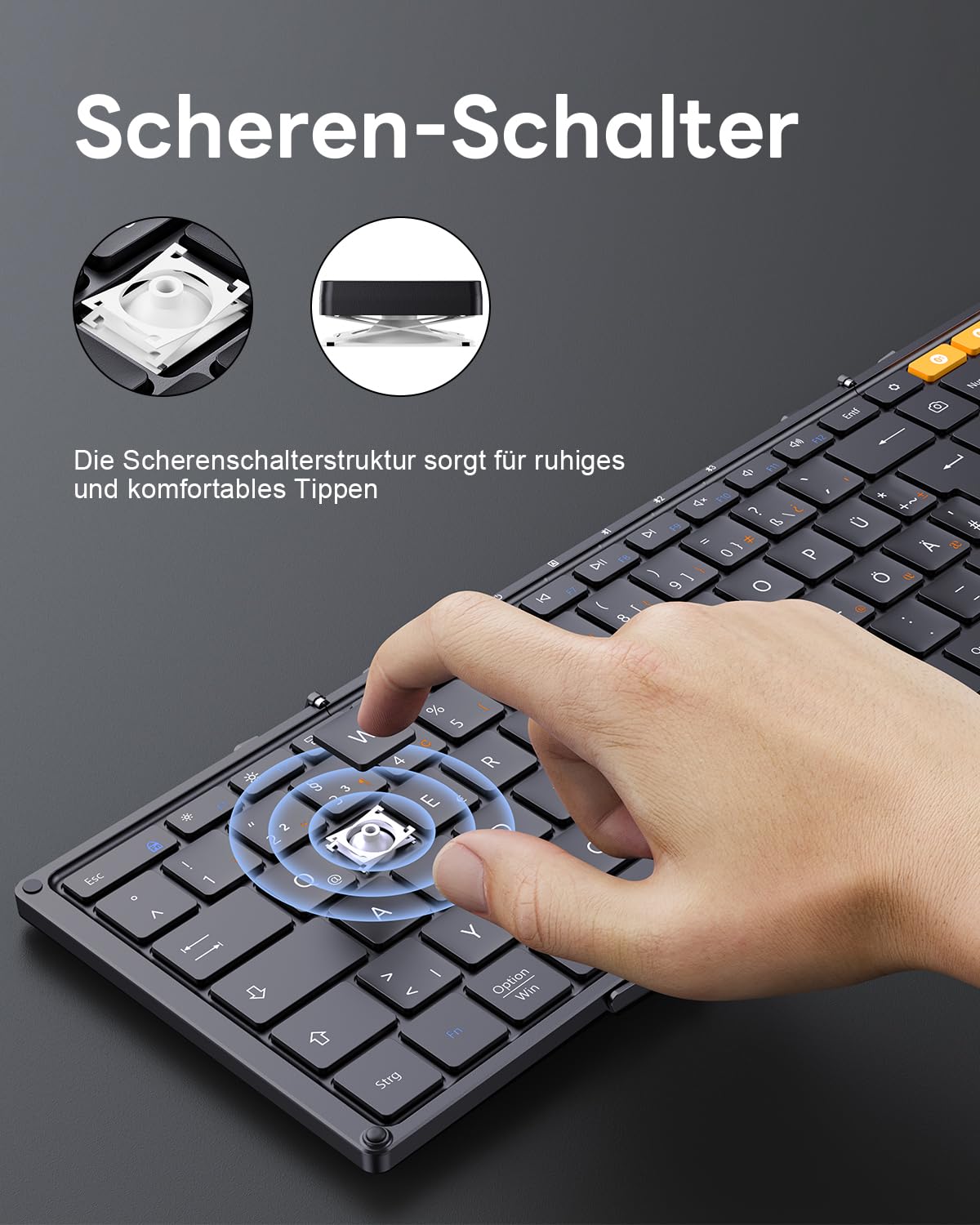 ProtoArc Tastiera Bluetooth pieghevole con tastierino numerico XK01, tastiera pieghevole ricaricabile senza fili, mini tastiera con 3 canali Bluetooth per iOS, Android, Windows, Tablet – Nero