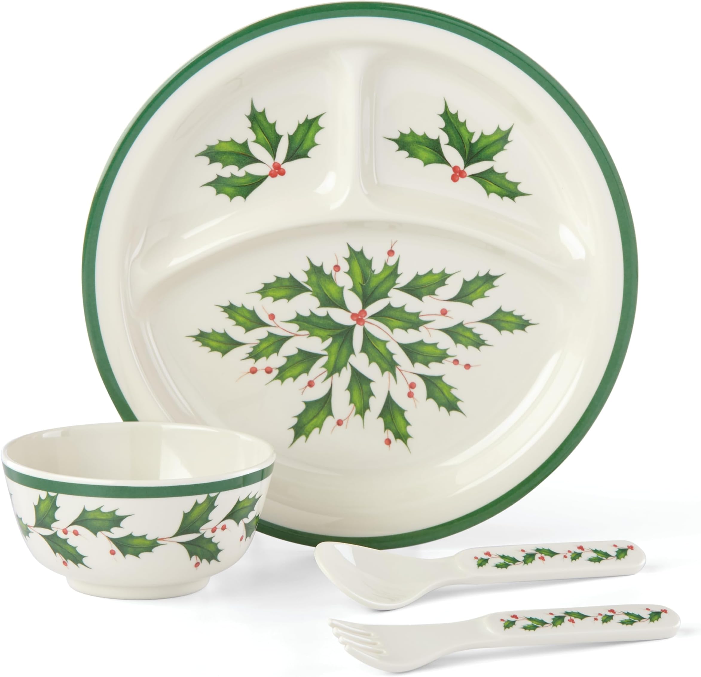 885787 Holiday-Children's 4-Piece Dinner-Set, Christmas Dinnerware, Hosting