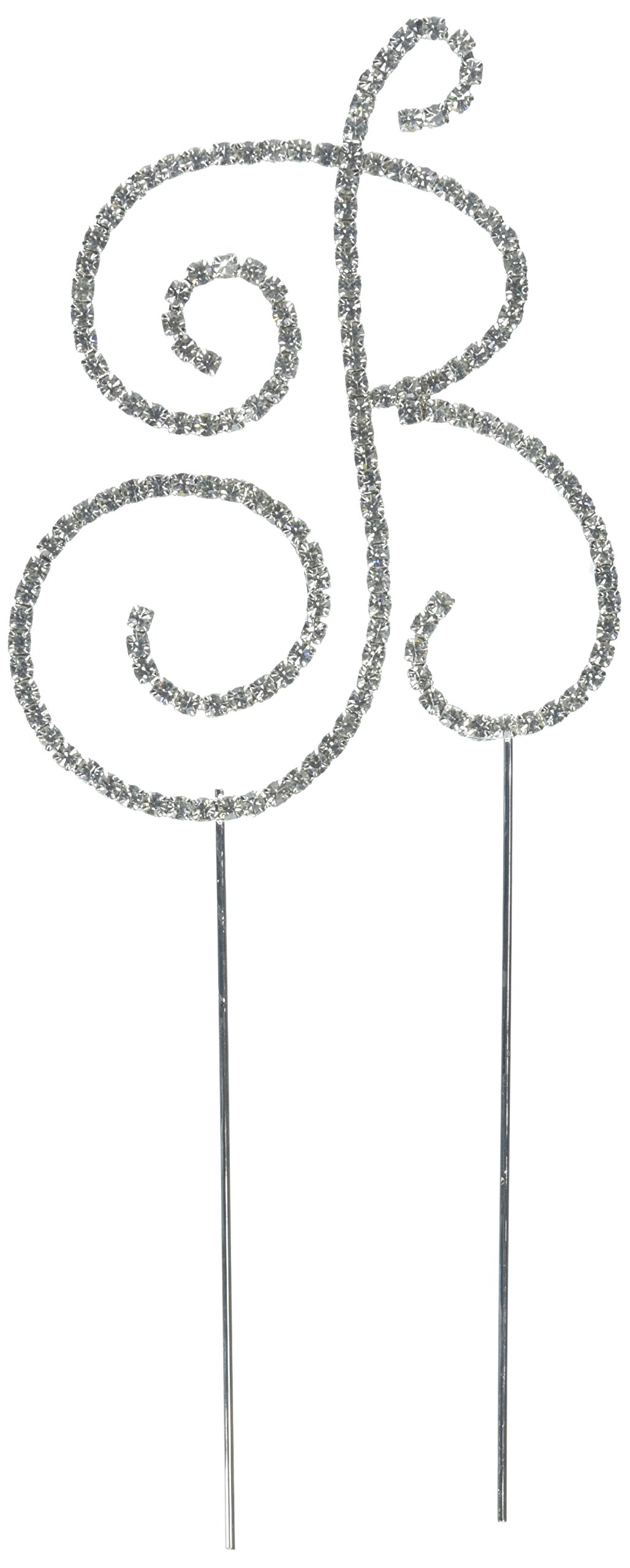 Unik Occasions Simply Elegant Crystal Rhinestone Letter-B Wedding Cake Topper, Silver