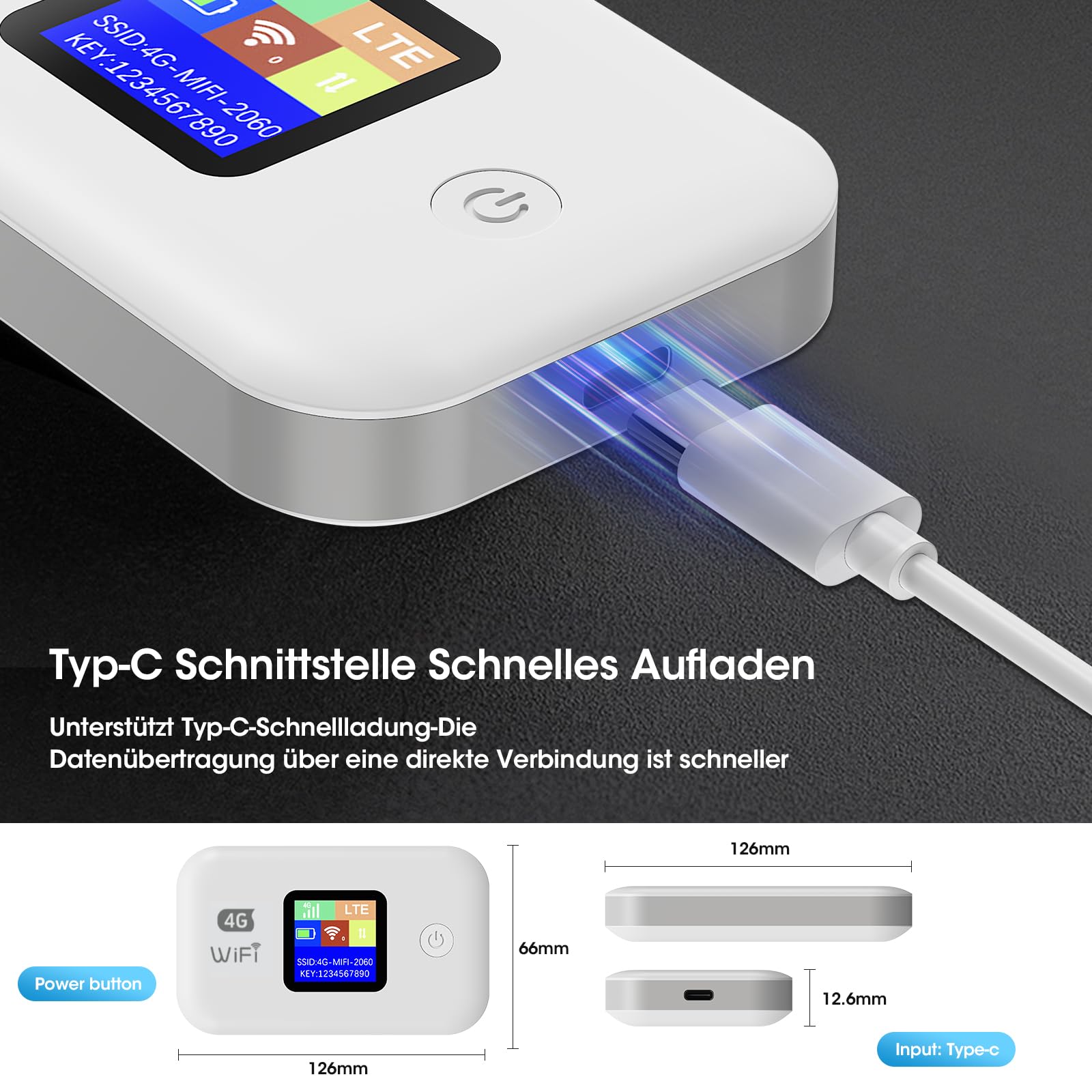 Router Wifi Portatile, Saponetta Modem wifi Portatile Router 4g Con Sim LTE 150 Mbps, LED Visualizzazione Sullo Schermo, Capacità Batteria 3000mah, Saponetta Wifi Adatto Per Viaggi, Campeggio