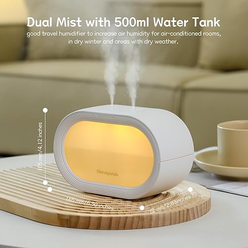 Miniatura 2 de Humidificadores pequeños de niebla fría dual para dormitorio, 16.9 fl oz Mini humidificador de plantas para interiores, humidificadores portátiles
