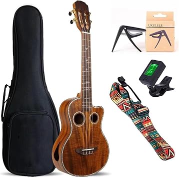 Ukulele Musical Instruments Tenor Ukulele 26 Inch Double Sound Hole With Gig Bag Tuner Strap Capo