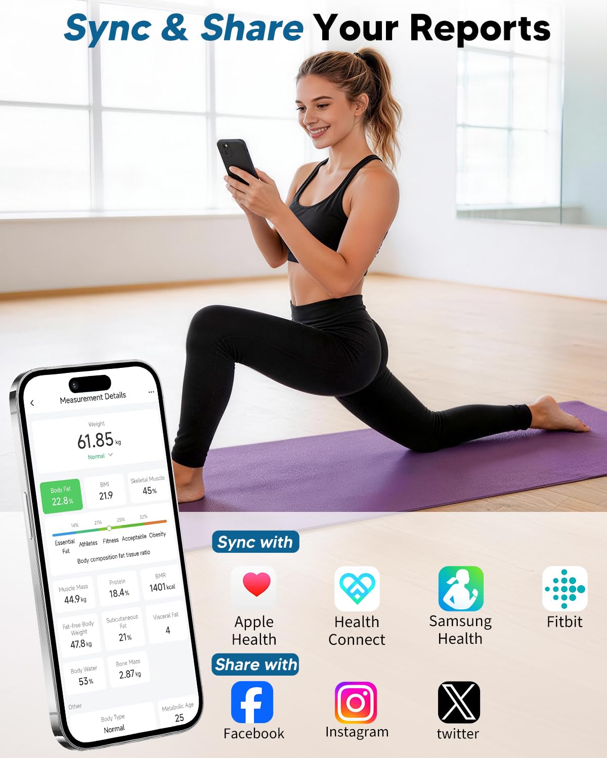 Arboleaf Balance Impédancemètre Rechargeable USB, Pèse Personne Masse Graisseuse et Muscle, IMC 14 Paramètres, 180 kg