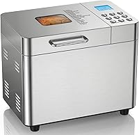 OSIPOTO 2LB Bread Maker Machine: 17-in-1 Stainless Steel, Beginner-Friendly, 15H Timer, Non-Stick, Low Noise, Easy Clean