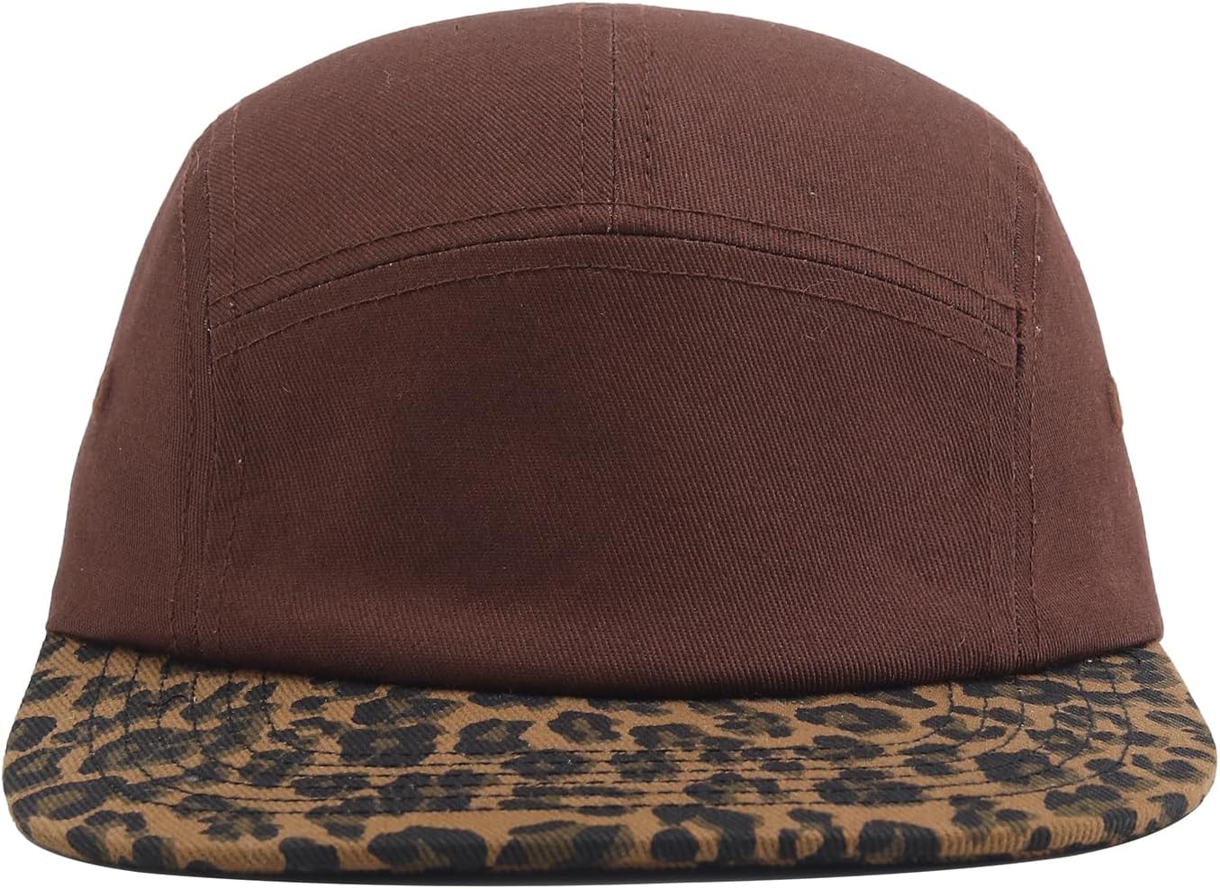 5 Panel Baseball Cap Leopard Print Flat Brim Hat Vintage Snapback Hats for Men Hip Hop Street Style Skateboard Hat
