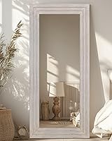 Vista 17 de Espejo de longitud completa, espejo de madera de 71 x 32 pulgadas, espejo de piso de madera con soporte, espejos de pie de gran tamaño, espejos