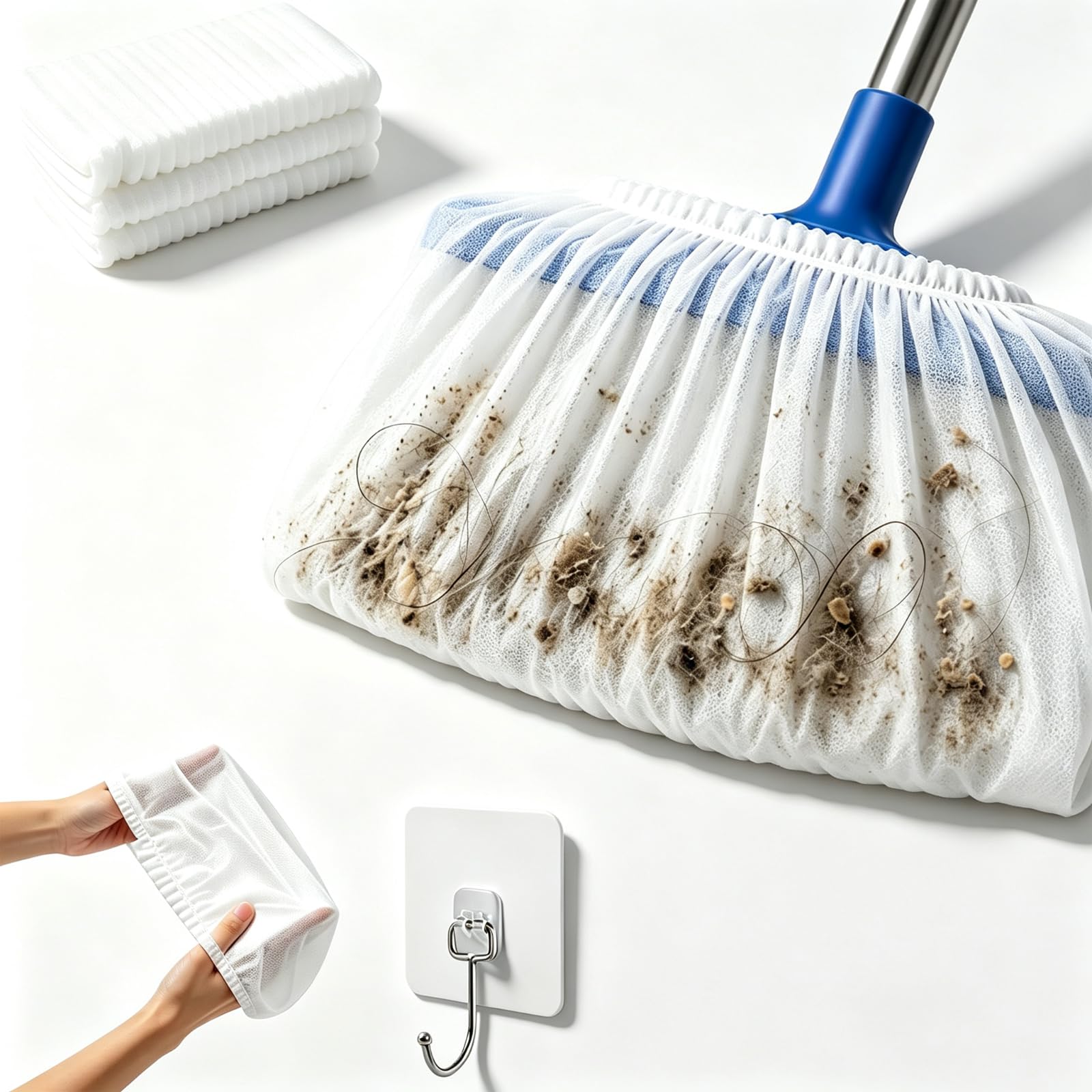 Gienslru 100Pcs Disposable Broom Dust Covers - 2026 New Broom Covers For Sweeping With Elastic Band, Trap Dust Lint & Fur, Electrostatic Pet Hair Broom Covers, Universal Fit For Most Standard Brooms (100Pcs)