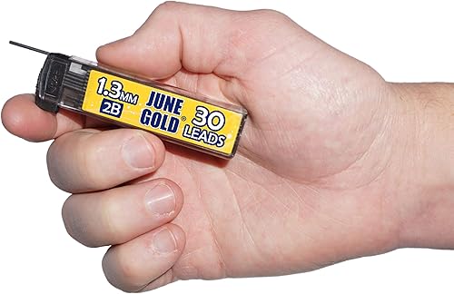 Vista 36 de June Gold 640 unidades, 1/64 pulgadas (0.5 mm) 2B repuestos de mina, 160 piezas por tubo, grosor fino, resistente a la rotura, grafito