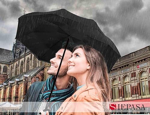 Vista 88 de SIEPASA Paraguas invertido invertido de 49/56 pulgadas, doble toldo extra grande, ventilado, resistente al viento, impermeable, paraguas de golf