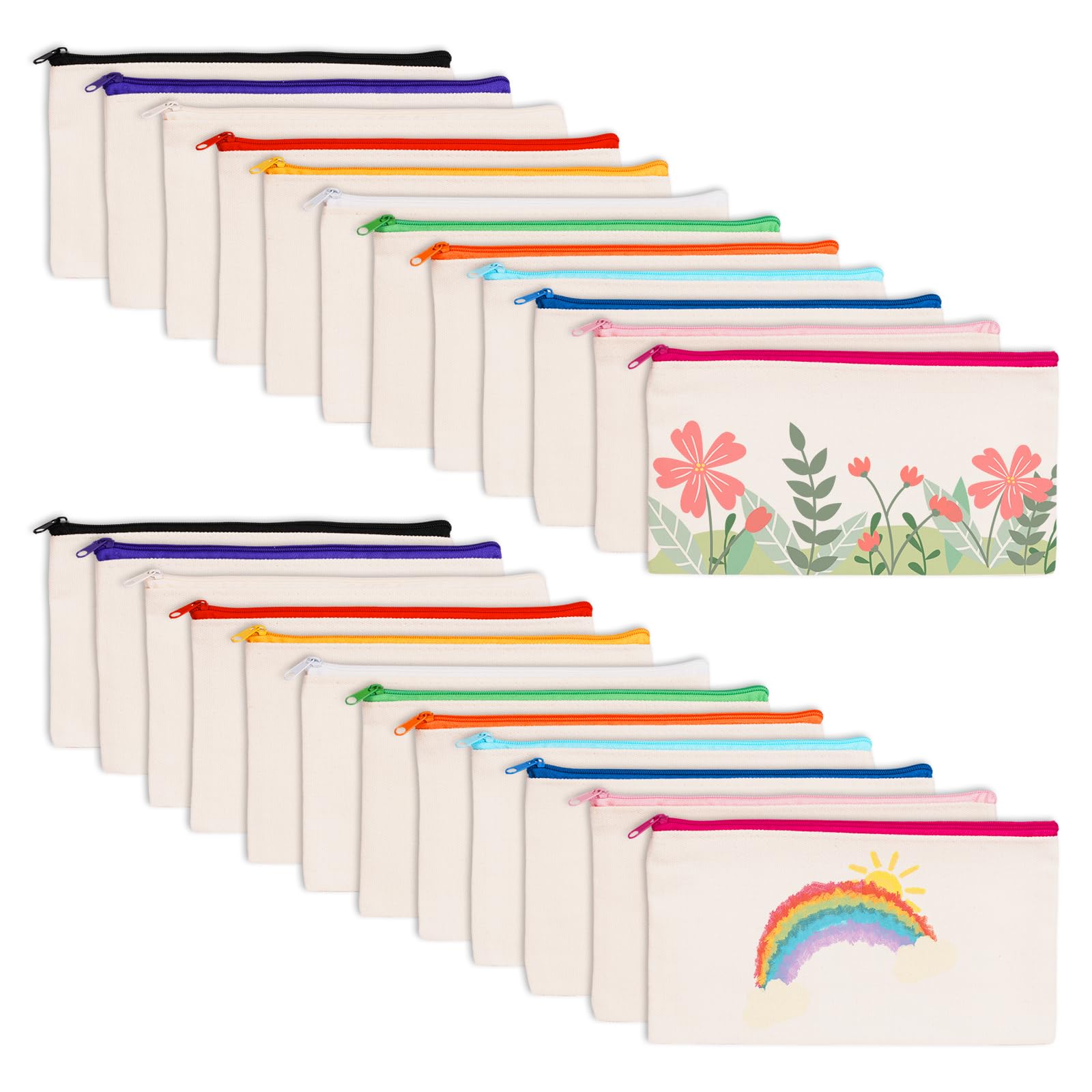 Sublimation Makeup Bags Blanks, 12 Pack Sublimation Blanks Cosmetic Pen  Case Pencil Bags Multi Purpose Travel Canvas Zipper Bags DIY Heat Transfer